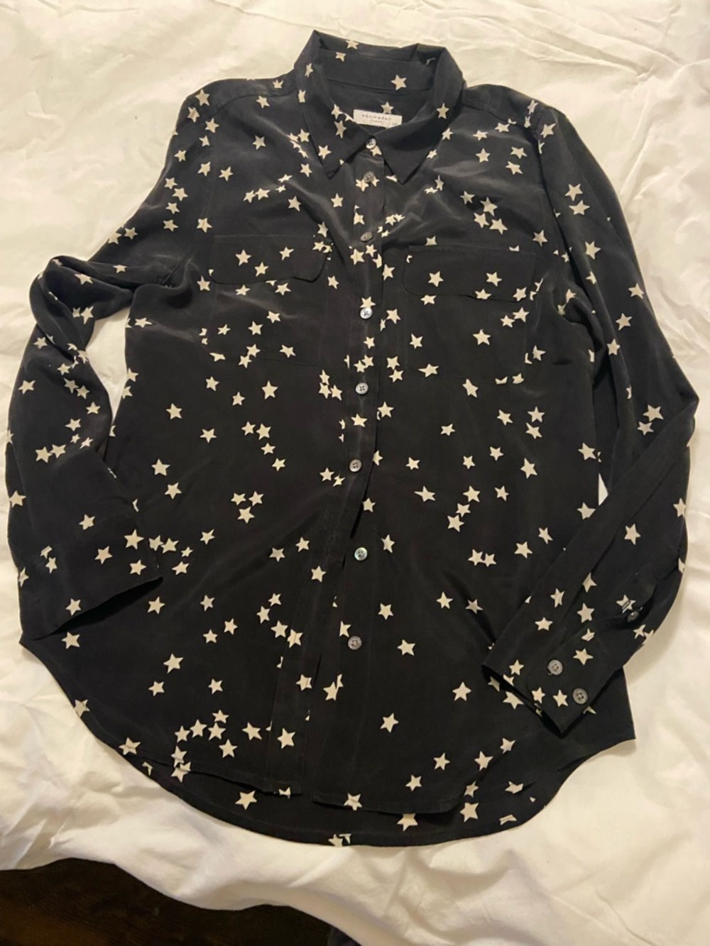 Equipment Star Print Button-Up Blouse in Black and White